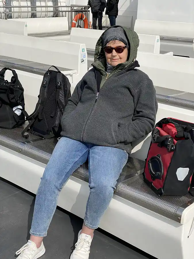 Constanze auf der Fähre nach Föhr